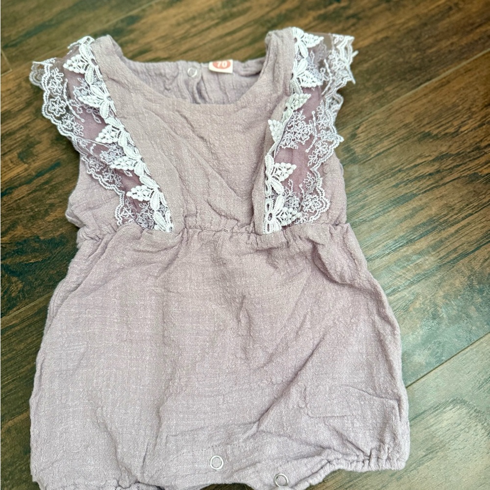Purple Baby Romper with Lace Details